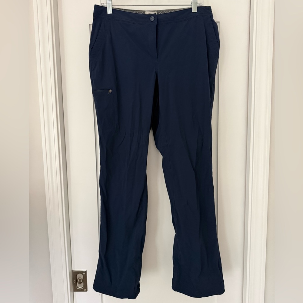 LL Bean Comfort Trail Pants Women‎ 10R Blue Nylon Cargo Water-Repellent Mid Rise